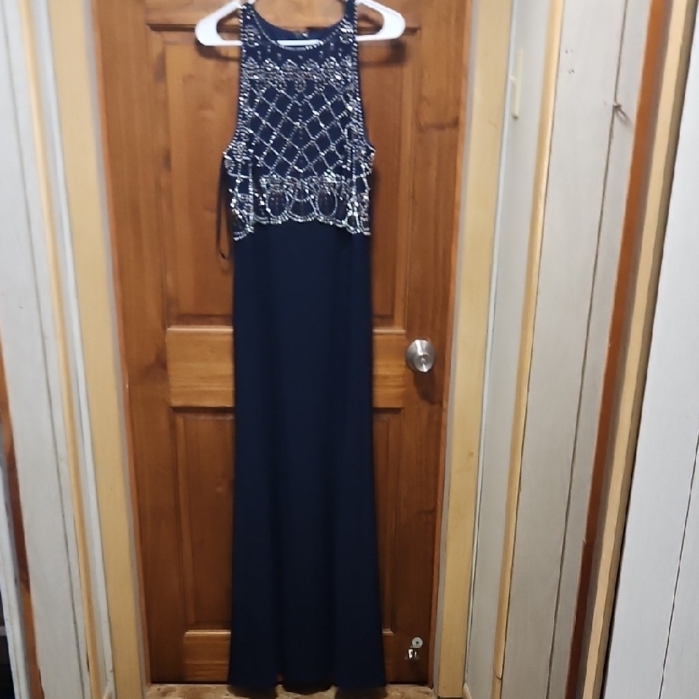 Elegant Black and Silver Evening Gown